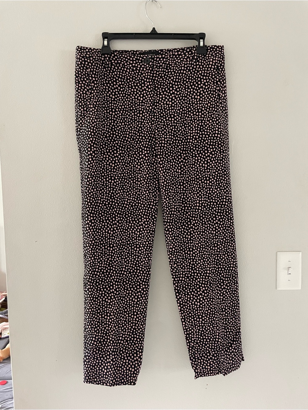Talbots Black Pants with Pink Dot Print